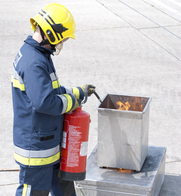 Man getting fire and emergency safety training